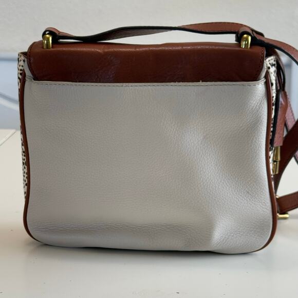 FOSSIL MEMOIR LEATHER & CALF HAIR SLIM SMALL TURNLOCK CROSSBODY PURSE - Picture 4 of 15